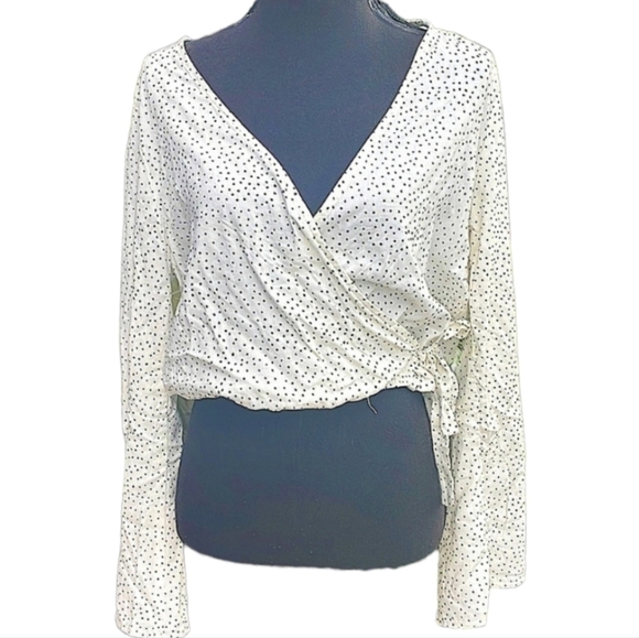 Altar’d State Polka Dot Faux Wrap Top Size Small - Picture 4 of 6